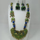 Terracotta Long Haram Set-Beautiful Dazzling Peacock Pendent With Ear Hanging Jhumkas