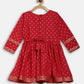 Ahalyaa Red Crepe Gold Printed Kids Kurta Sharara Set For Girls | Swadesiicart