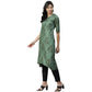 Anubhutee Women's Rayon Regular Floral Printed A-Line Green Kurta with Trousers | Swadesiicart