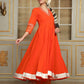 Pomcha Jaipur Orange Saadgi Orange Mirror Work Anarkali Set | Swadesiicart