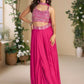 Anaita Magenta Heavy Chinon Stitched 3 Piece Set With Sequence & Mirror Work