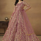 Pant Style Coral Pink Embroidered Net Wedding Anarkali Suit - Emponline | Swadesiicart