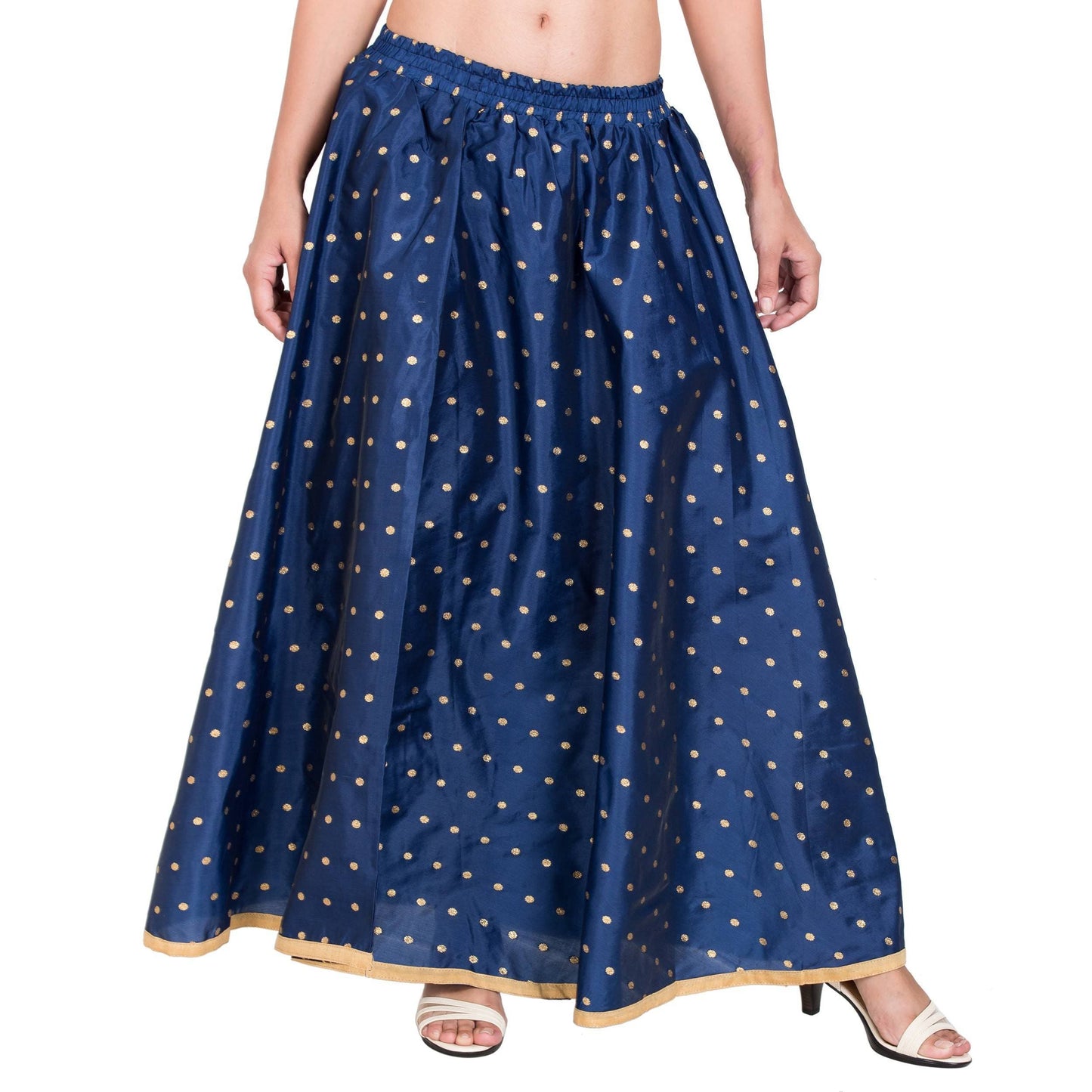 Indian Clothing Asmaani Navy Blue Color Golden Zari Work Maxi Skirt