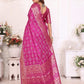 Anaita Pink Soft Satin Silk Bandhej Print Saree With Kanchi Zari Weaving Border