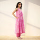 Pimu Women Floral Printed Pleated Pure Cotton Kurta with Palazzos-Pink - Swadesiicart