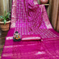 Anaita Pink Soft Satin Silk Bandhej Print Saree With Kanchi Zari Weaving Border