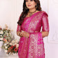 Anaita Pink Soft Satin Silk Bandhej Print Saree With Kanchi Zari Weaving Border