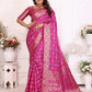 Anaita Pink Soft Satin Silk Bandhej Print Saree With Kanchi Zari Weaving Border