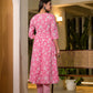 Yufta Pink Cotton Anarkali Style Sequins_Work Kurta With Trousers And Dupatta Set - Swadesiicart