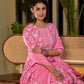 Yufta Pink Cotton Anarkali Style Sequins_Work Kurta With Trousers And Dupatta Set - Swadesiicart