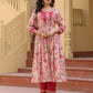 Yufta Pink Embroidered shrug Crop top co ord set - Swadesiicart