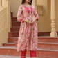 Yufta Pink Embroidered shrug Crop top co ord set - Swadesiicart