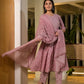 Yufta Pink Floral Print Cotton Anarkali Style Kurta With Trousers With Dupatta Set - Swadesiicart