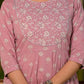 Yufta Pink Floral Print Cotton Anarkali Style Kurta With Trousers With Dupatta Set - Swadesiicart