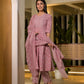 Yufta Pink Floral Print Cotton Anarkali Style Kurta With Trousers With Dupatta Set - Swadesiicart