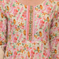 Yufta Pink Leaf Print Zari Work Anarkali Kurta Trouser With Dupatta Set - Swadesiicart