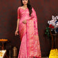 Lorenvalley Fashion Pink Organza Silk Woven Design with Rich Meenakari Weaving Pallu Saree - Swadesiicart