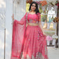 Lorenvalley Pink Gold Coin Fabric with Sequins and Thread Embroidered work Lehenga Choli with Dupatta | Swadesiicart