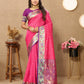 Lorenvalley Fashion Pink Soft Paithani Silk Woven Design Rich Meenakari Zari Weaving Pallu Saree - Swadesiicart