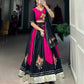 Lorenvalley Pink and Black Plain With Gamthi Patch Work & Gota Patti Lace also cowrie (kodi) lace touch up Lehenga Choli | Swadesiicart