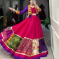Lorenvalley Pink Pure Rayon with Plain With Printed And Gamthi Patch Work With Lace Touch Up Lehenga Choli | Swadesiicart