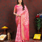 Lorenvalley Fashion Pink Organza Silk Woven Design with Rich Meenakari Weaving Pallu Saree - Swadesiicart