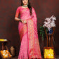 Lorenvalley Fashion Pink Organza Silk Woven Design with Rich Meenakari Weaving Pallu Saree - Swadesiicart
