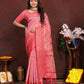 Lorenvalley Fashion Pink Organza Silk Woven Design with Rich Meenakari Weaving Pallu Saree - Swadesiicart