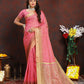 Lorenvalley Fashion Pink Soft Katan Silk Woven Design Zari Weaving Pallu Saree - Swadesiicart