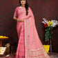 Lorenvalley Fashion Pink Soft Katan Silk Woven Design Zari Weaving Pallu Saree - Swadesiicart