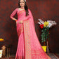 Lorenvalley Fashion Pink Organza Silk Woven Design with Rich Meenakari Weaving Pallu Saree - Swadesiicart