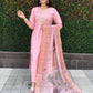 Lorenvalley Fashion Pink Roman Silk Hand Work Kurta Pant with Dupatta - Swadesiicart