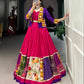 Lorenvalley Pink Pure Rayon with Plain With Printed And Gamthi Patch Work With Lace Touch Up Lehenga Choli | Swadesiicart
