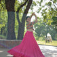 Lorenvalley Pink Premium Rayon Lehenga with Georgette Embroidered Traditional Thread work Choli | Swadesiicart