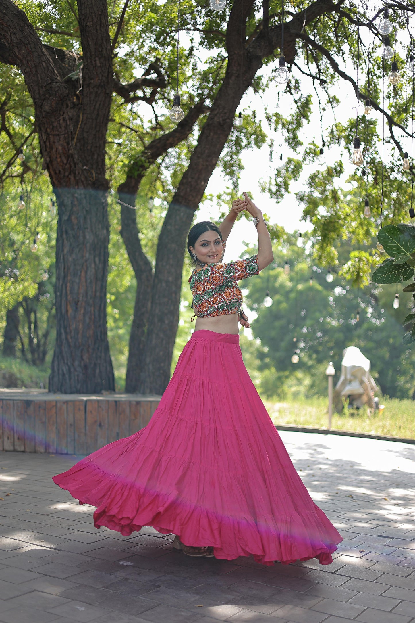 Lorenvalley Pink Premium Rayon Lehenga with Georgette Embroidered Traditional Thread work Choli | Swadesiicart