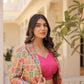 Lorenvalley Pink Premium Chinnon Lehenga Choli with Jacquard Woven Design Koti | Swadesiicart