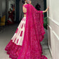 Lorenvalley Pink Tussar Silk with Bandhej Print Lehenga Choli | Swadesiicart