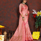 Lorenvalley Fashion Pink Soft Katan Silk Woven Design Rich Zari Weaving Pallu Saree - Swadesiicart