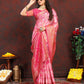 Lorenvalley Fashion Pink Organza Silk Woven Design with Rich Meenakari Weaving Pallu Saree - Swadesiicart