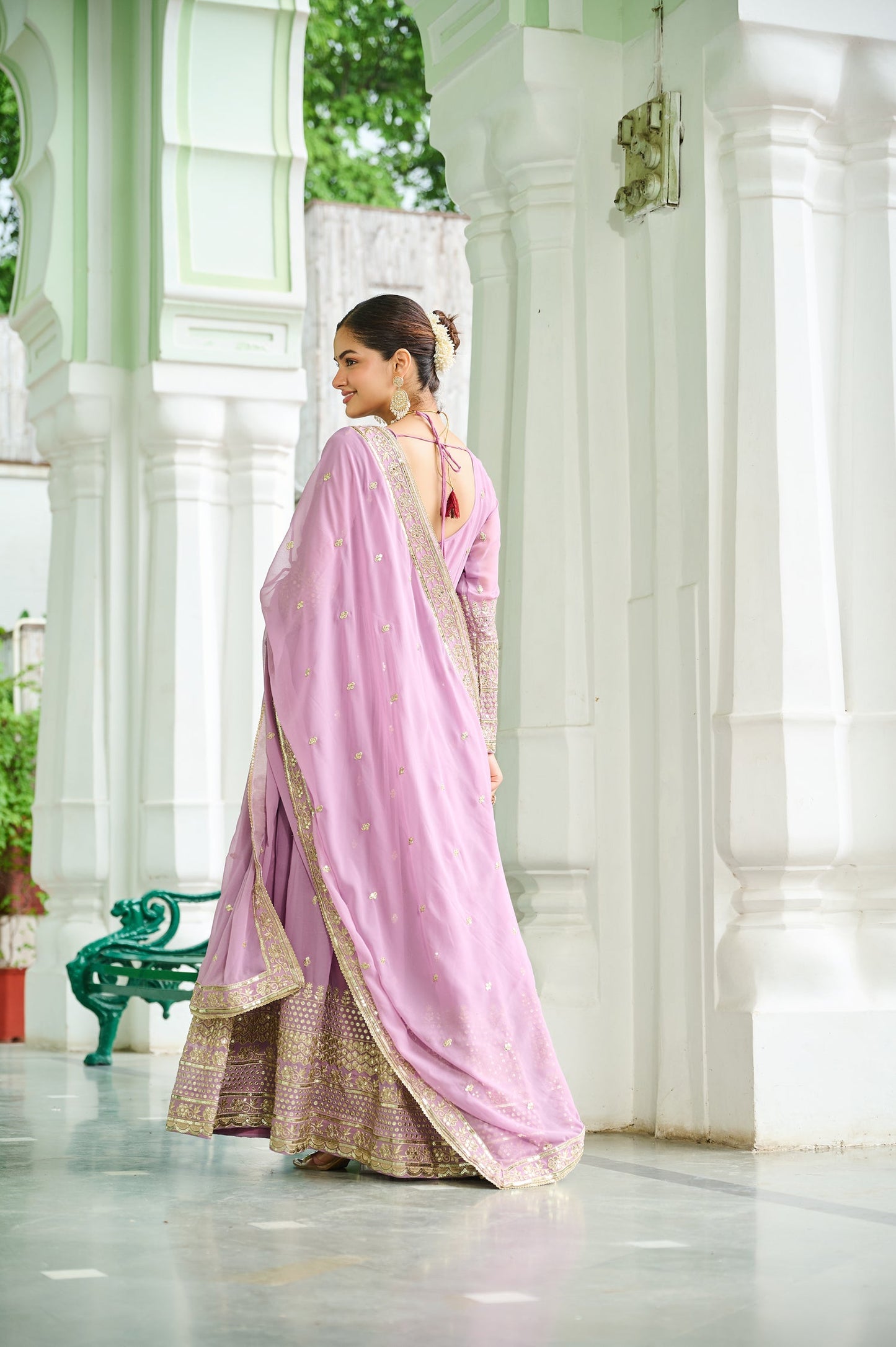 Lorenvalley Fashion Pink Faux Georgette with Embroidered work Anarkali Gown with Dupatta - Swadesiicart