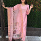 Lorenvalley Fashion Pink Roman Silk Hand Work Kurta Pant with Dupatta - Swadesiicart
