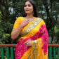 Lorenvalley Premium Pure Bandhej Tapeta Soft light weight silk saree with zari weaving Border - Multicolor - Swadesiicart