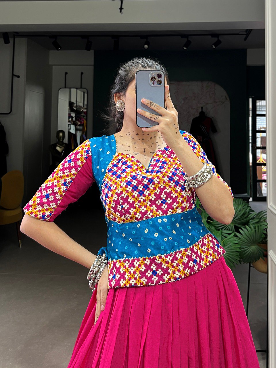 Lorenvalley Pure Cotton Pink Plain With Gota Patti Touch Up Lehenga Choli | Swadesiicart