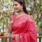 Lorenvalley Premium Bandhej Patola Silk Sarees with kanchi Borders and Contrast Zari Weaving borders Saree - Pink - Swadesiicart
