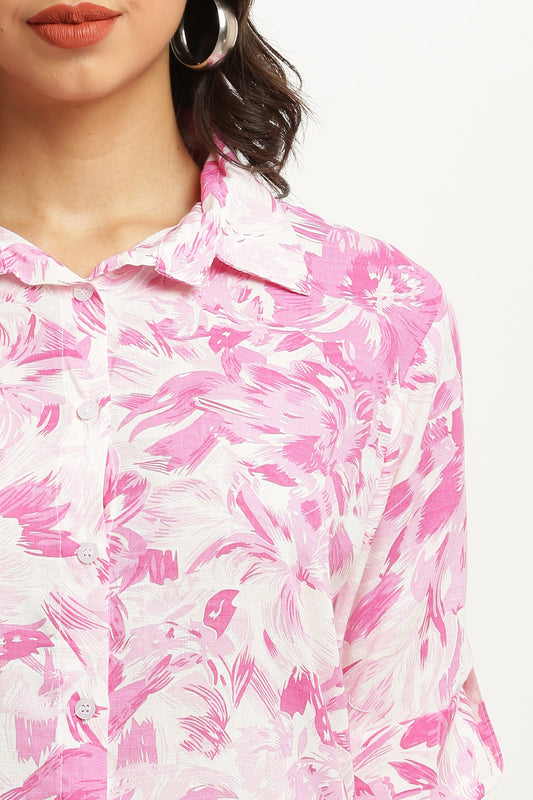 PAVONINE Pink Color Gobhi Printed Cord Set For Women - Swadesiicart