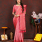 Lorenvalley Fashion Pink Organza Silk Woven Design with Rich Meenakari Weaving Pallu Saree - Swadesiicart