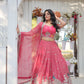 Lorenvalley Pink Gold Coin Fabric with Sequins and Thread Embroidered work Lehenga Choli with Dupatta | Swadesiicart