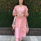 Lorenvalley Fashion Pink Roman Silk Hand Work Kurta Pant with Dupatta - Swadesiicart