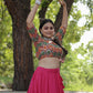 Lorenvalley Pink Premium Rayon Lehenga with Georgette Embroidered Traditional Thread work Choli | Swadesiicart