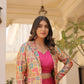 Lorenvalley Pink Premium Chinnon Lehenga Choli with Jacquard Woven Design Koti | Swadesiicart